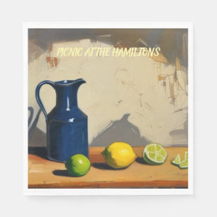 Picnic Plates - Rustic Jug Italianate Lemons Limes Napkins
