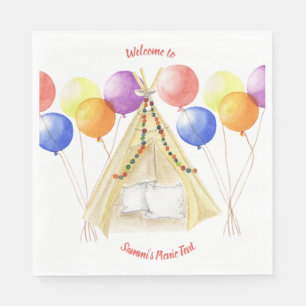 Picnic Plates - Tent & Balloons Personalized  Napkins