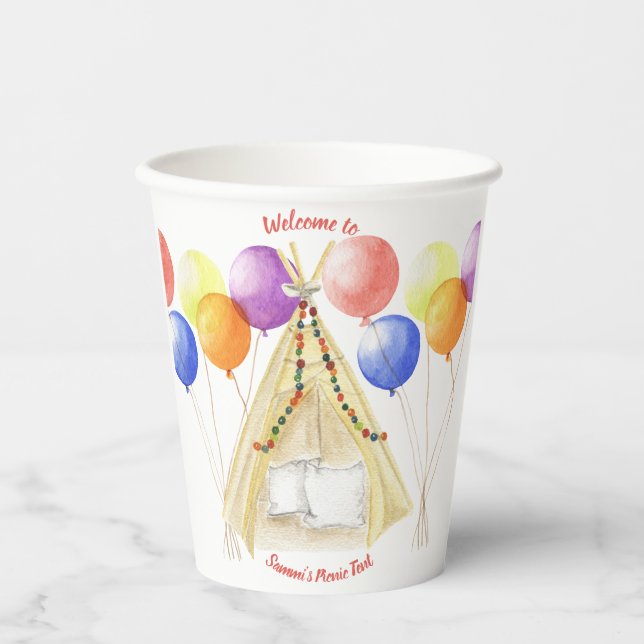 Picnic Plates - Tent & Balloons Personalized  Paper Cups (Front)