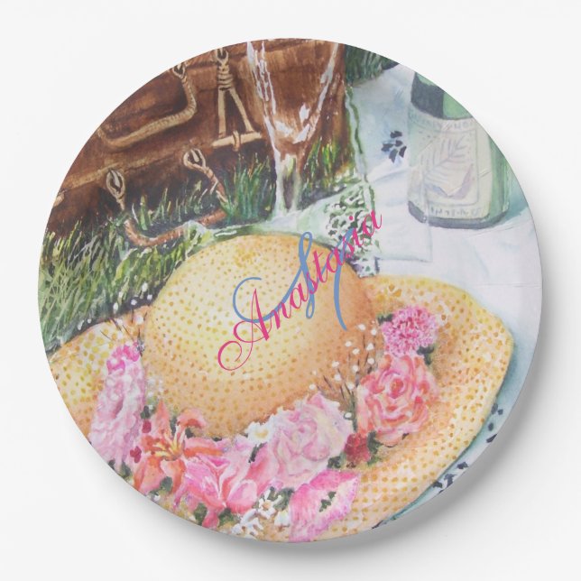 PICNIC PROPOSE MONOGRAM PARTY PAPER PLATES (Front)