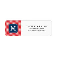 Picnic Red Gingham Monogram Address Label