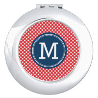 Picnic Red Gingham Personalize Monogram Compact Mirror