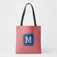 Picnic Red Gingham Personalized Name Monogram Tote Bag