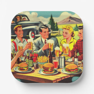 Picnic Retro Comics Paper Plates
