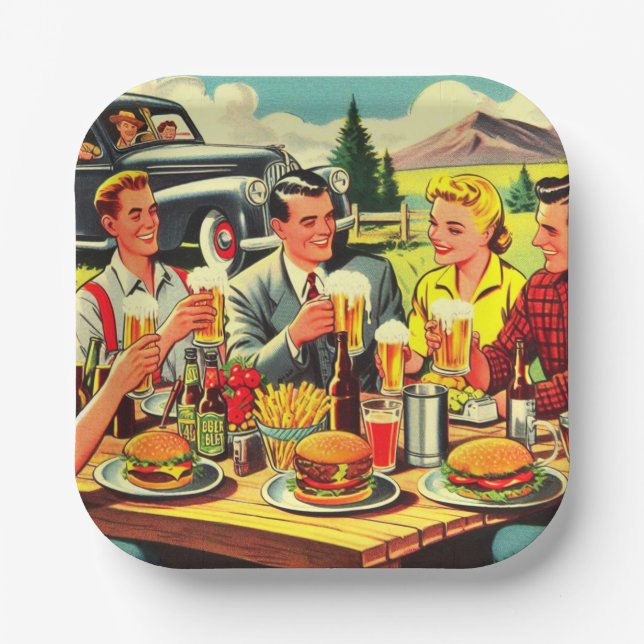 Picnic Retro Comics Paper Plates (Front)