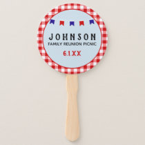 Picnic Reunion Red Checkered Tablecloth Summer Hand Fan