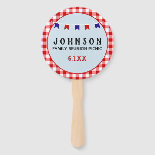 Picnic Reunion Red Checkered Tablecloth Summer Hand Fan
