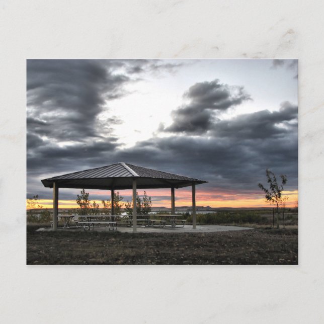Picnic Shelter At Sunrise Postcard (Front)