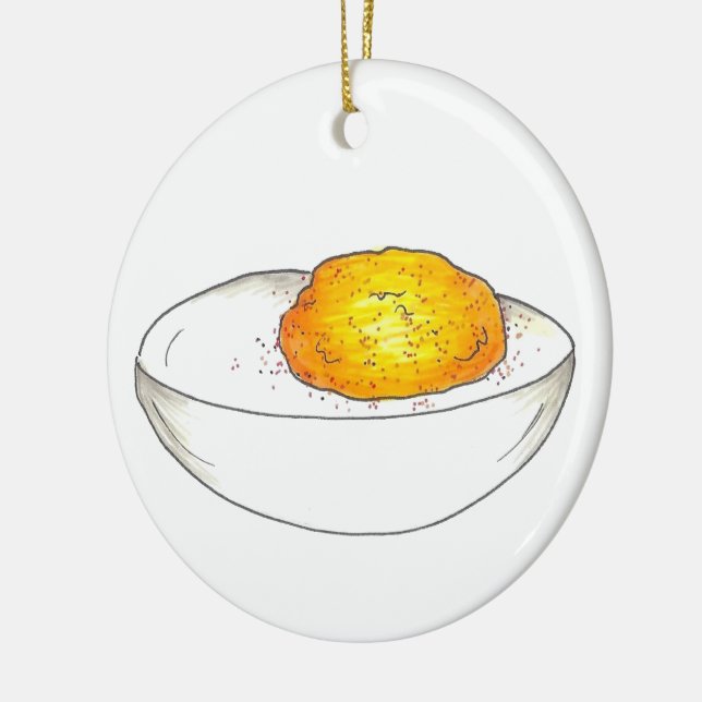 Picnic Style Deviled Pickled Egg Ceramic Ornament (Left)