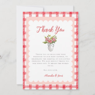 Picnic Summer Gingham Girl Baby Shower Thank You