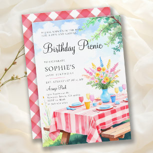 Picnic Summer Party Bright Pastel 30th Birthday Invitation