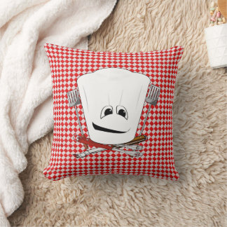 Picnic Table Chef with BBQ Tools Throw Pillow