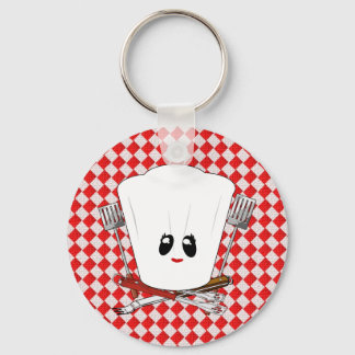 Picnic Table w/Female Chef Hat & BBQ Tools Keychain
