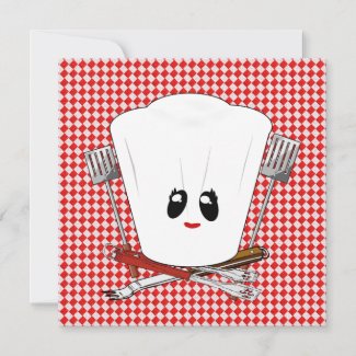 Picnic Table with Chef Hat & BBQ Tools Invitation