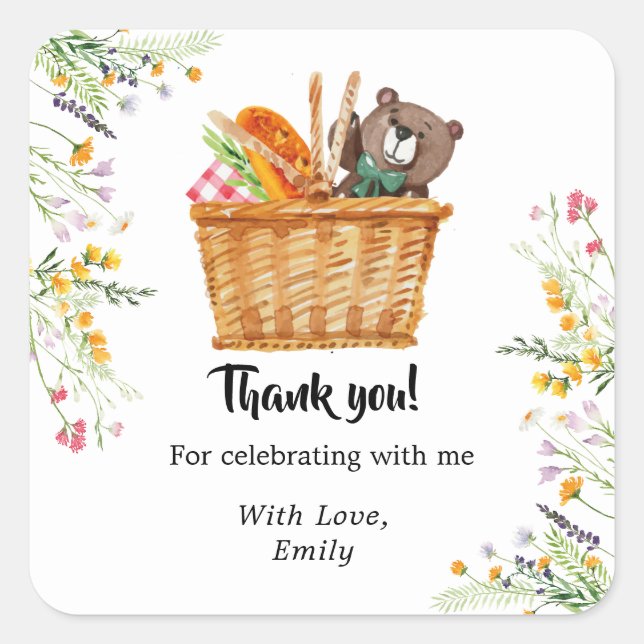 Picnic Thank you, favors Square Sticker (Front)