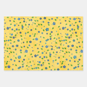 Picnic Wildflower Apple Gingham Birthday Wrapping Paper Sheets