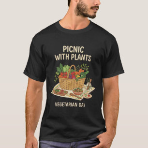Picnic With Plants Vegetarian Day Vegetable Basket T-Shirt