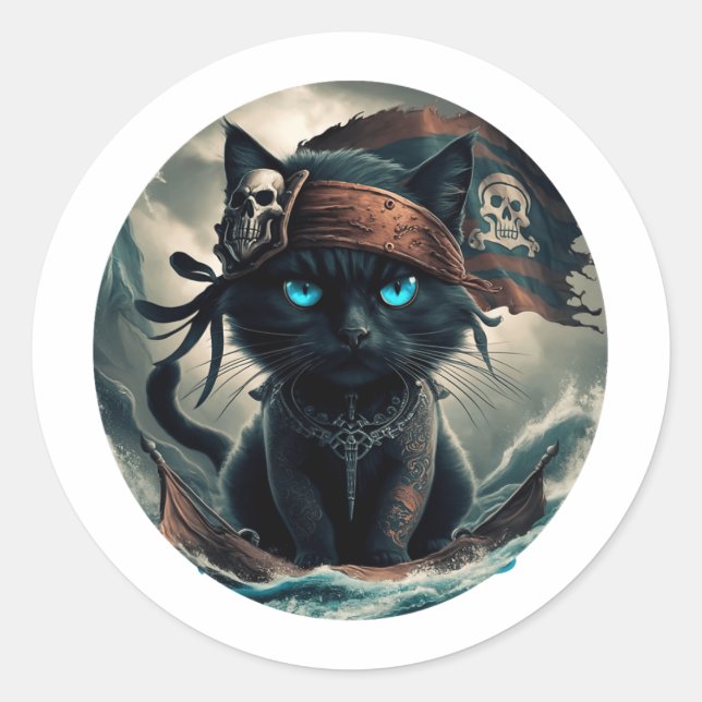 Pico Art Funny Abstract Cat  Classic Round Sticker (Front)