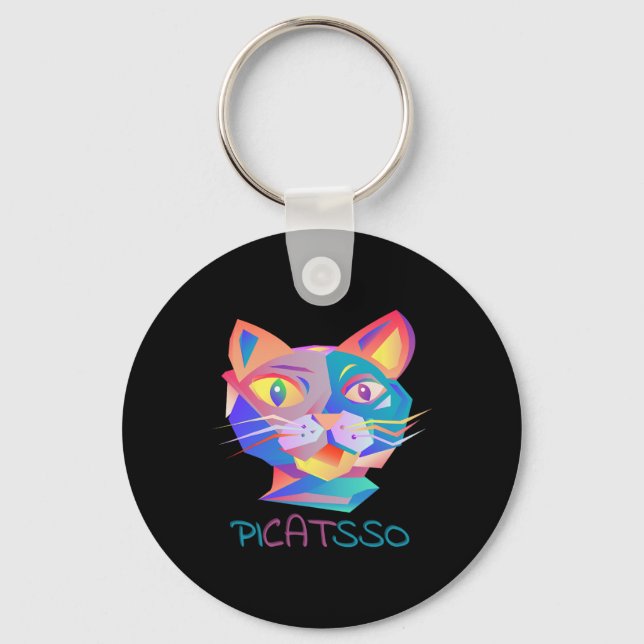 Pico Art Funny Abstract Cat  Keychain (Front)
