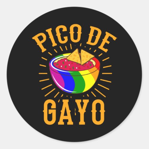 PICO DE GAYO LGBT Pride Month LGBTQ Rainbow Flag Classic Round Sticker