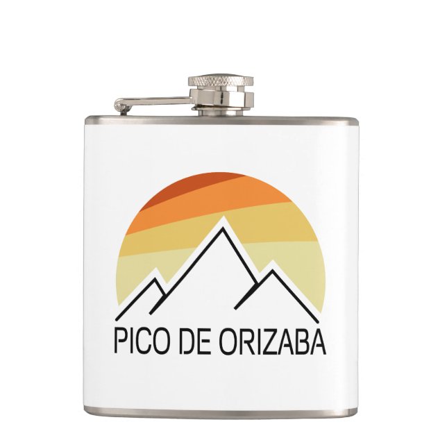 Pico de Orizaba Mexico Retro Flask (Front)