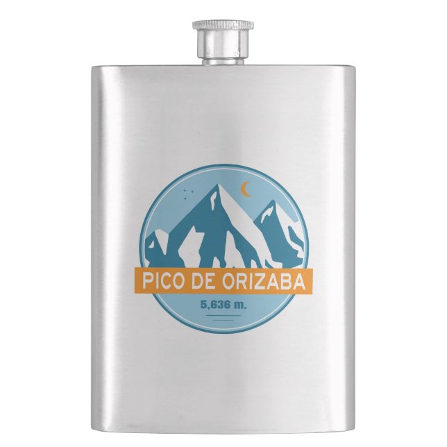 Pico de Orizaba Mexico Stars Moon Flask (Front)