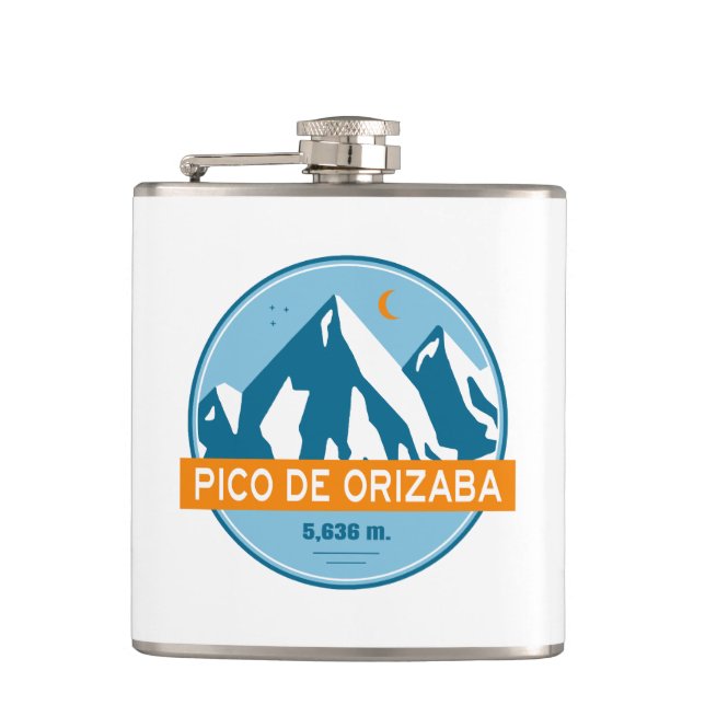 Pico de Orizaba Mexico Stars Moon Flask (Front)