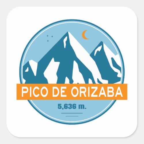 Pico de Orizaba Mexico Stars Moon Square Sticker
