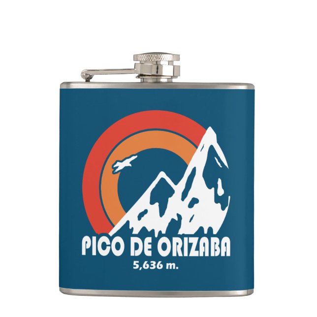 Pico de Orizaba Mexico Sun Eagle Flask (Front)