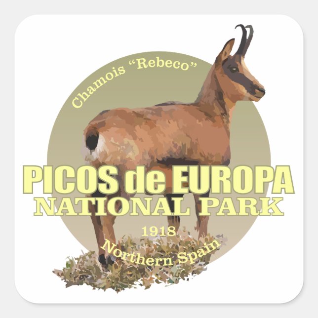 Picos de Europa NP (Chamois) WT Square Sticker (Front)