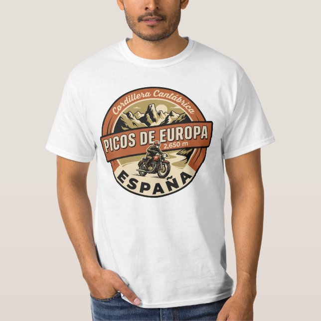 Picos de Europa Spain Motorcycle T-Shirt (Front)