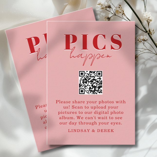 Pics happen! Photo, QR-Code, Wedding Enclosure Card (Pics happen! Photo, QR-Code, Wedding Enclosure Card)