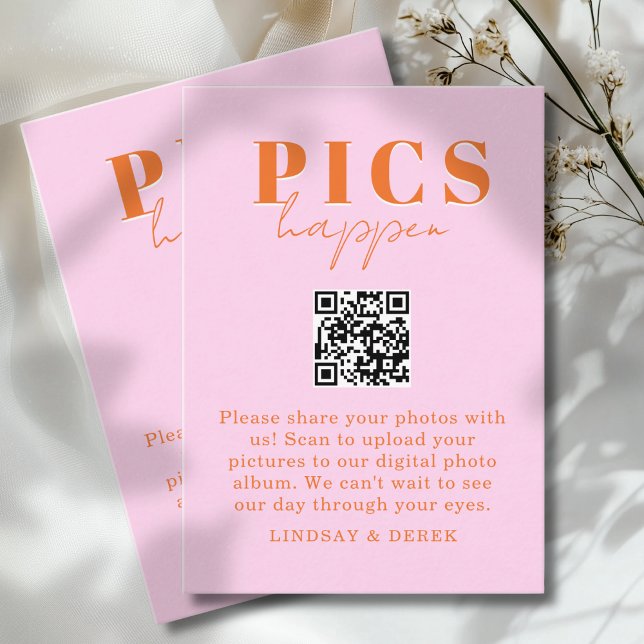 Pics happen! Photo, QR-Code, Wedding Enclosure Card (Pics happen! Photo, QR-Code, Wedding Enclosure Card)