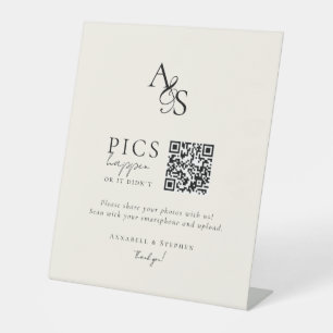 Pics happen! Photo, QR-Code, Wedding Pedestal Sign