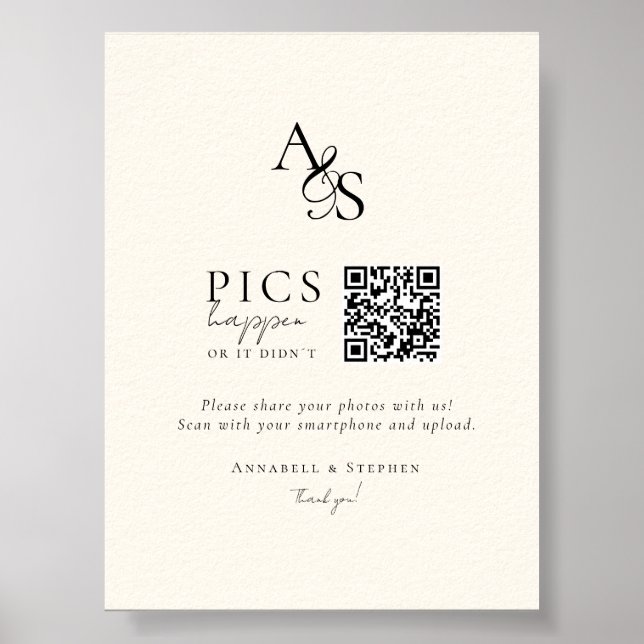 Pics happen! Photo, QR-Code, Wedding Poster (Front)