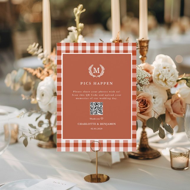PICS HAPPEN! QR Code Brown Gingham Wedding Gallery (PICS HAPPEN! QR Code Brown Gingham Wedding Gallery )