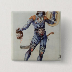 Pictish Man holding a Human Head Pinback Button
