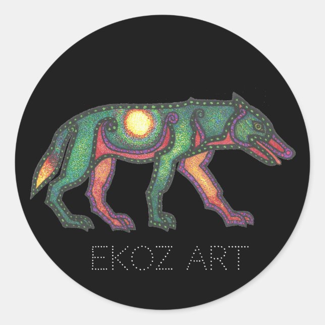 Pictish Wolf Sun Classic Round Sticker (Front)