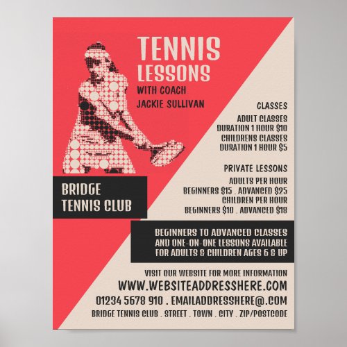 Pictogram Tennis Player Tennis LessonsClasses Poster