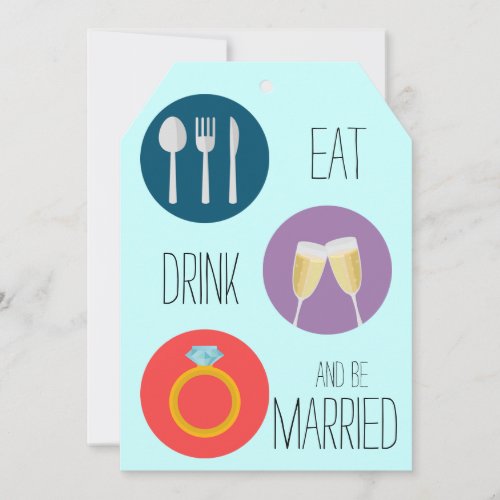 Pictograph Eat Drink and be Married Save the Date