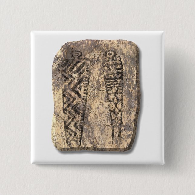 Pictograph men-stone pinback button (Front)