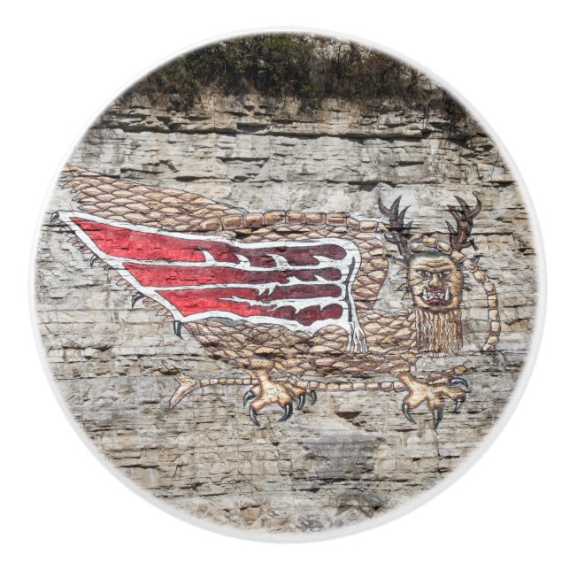 Pictograph Piasa Bird Photo Ceramic Knob (Front)