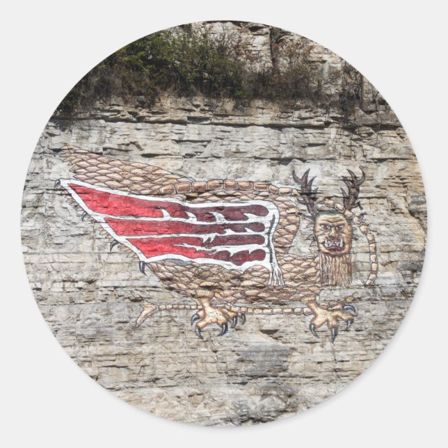 Pictograph Piasa Bird Photo Classic Round Sticker (Front)