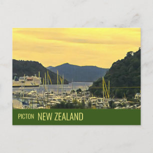 Picton New Zealand Marlborough Sounds travel Postcard