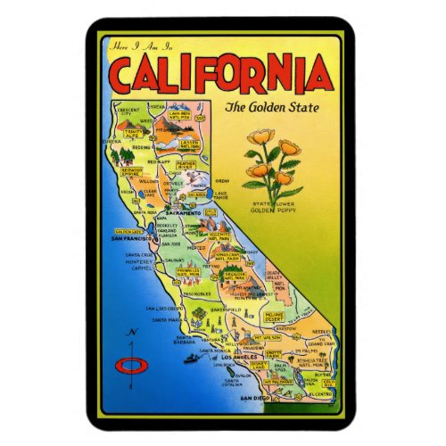 Pictorial California Map Magnet