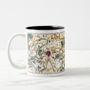 Pictorial Illustrated Map Paris-France-Bonne Two-Tone Coffee Mug