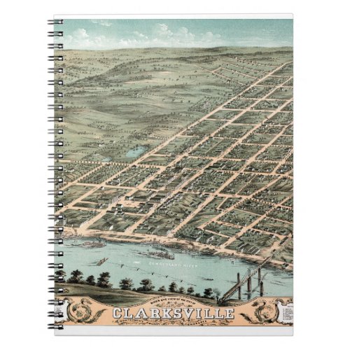 Pictorial Map Clarksville _ Tennessee _ 1870 Notebook