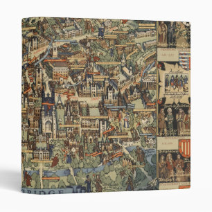 Pictorial Map of Cambridge, England 3 Ring Binder