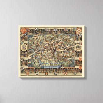 Pictorial Map Of Cambridge  England Canvas Print by davidrumsey at Zazzle