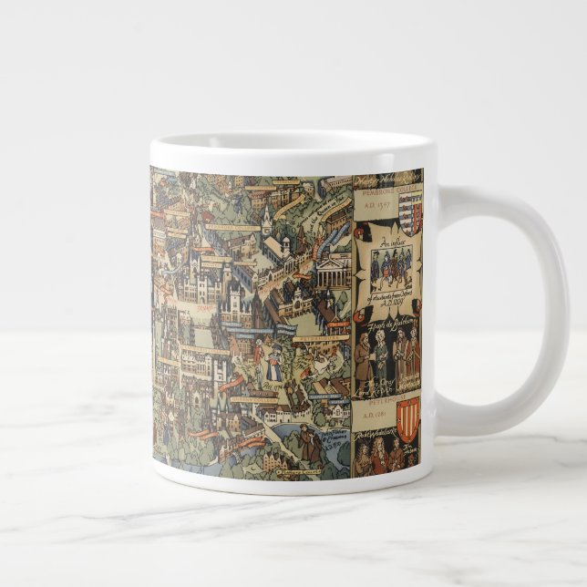 Pictorial Map of Cambridge, England Giant Coffee Mug (Right)
